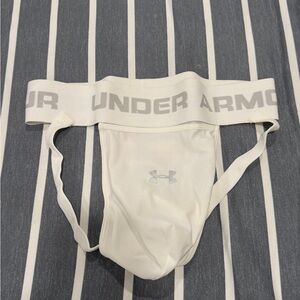 Under Armour Men’s White Athletic Jock with Branded Waistband